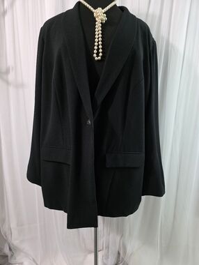Jessica London Black Single-Button Blazer Jacket Size 32W
